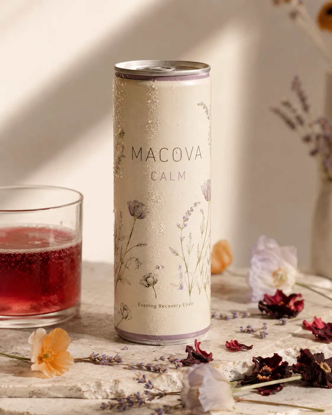 MACOVA Lavender Poppy can with lavender and pink poppy