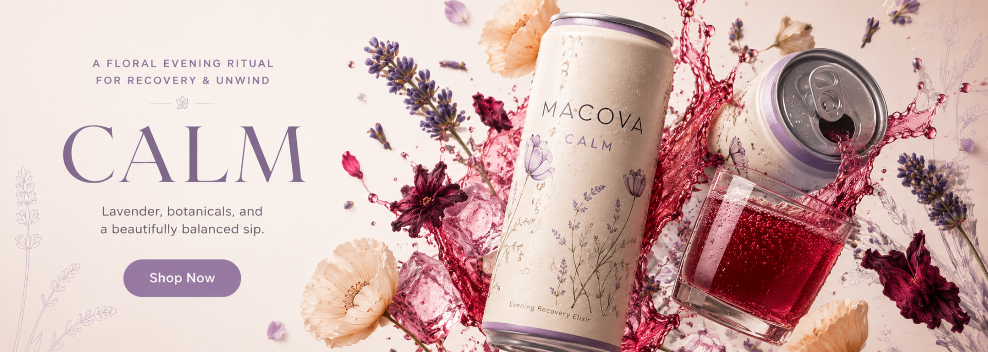 MACOVA Calm — a floral evening ritual for recovery and unwind