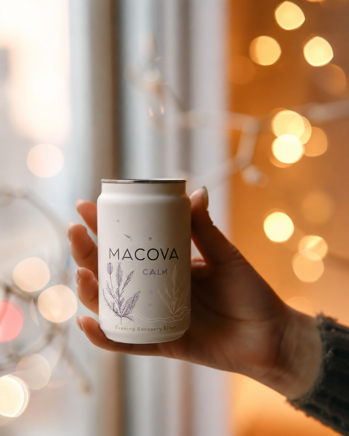 MACOVA can with poppies and lavender flat lay